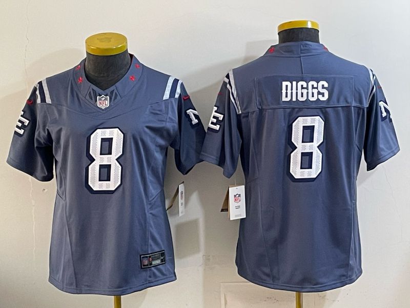 Youth 2026 New England Patriots #8 Diggs blue Throwback 5th generation Nike Limited NFL Jersey style 01208